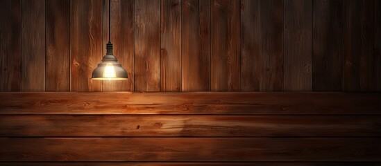 Wooden ceiling with a lamp