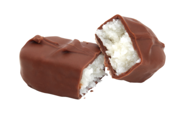 Chocolate bar with coconut filling / Transparent background