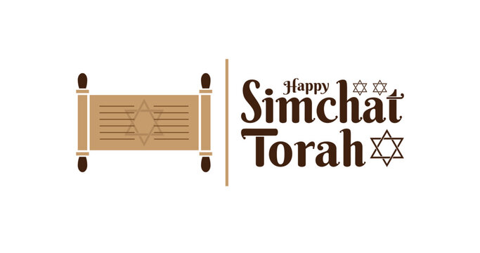 Happy Simchat Torah vector illustration. Experience the Joyous Celebration of Simchat Torah. Discover the Symbolism of Torah Scrolls, the Star of David, and the Spirit of Jewish Holiday