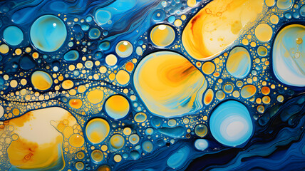 liquid acid texture,bubble,fluid,blue,yellow,glossy,oil,intricate detailed.