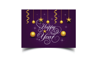 Happy New Year 2024 template or greeting card design decorated 