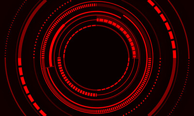 Abstract metallic red circle light cyber on grey design modern futuristic technology creative background vector