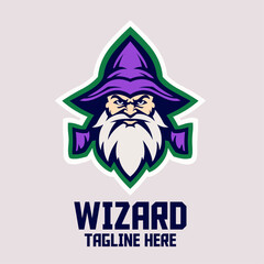 Esport’s Wise Magic Template: The Wizard Head Mascot Logo