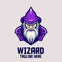 Wise Magic Template for a Wizard Head Mascot in Sports and Esports