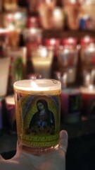 Veladoras encendidas con mucha fe virgen de Guadalupe 