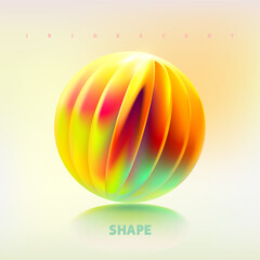 Colored 3D sphere. Iridescent bright ball on white background. Minimalistic geometric shape for your design.