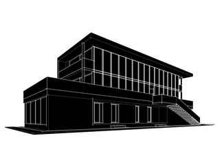 Modern building architectural sketch vector illustration
