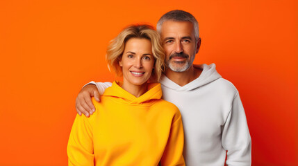 Fototapeta premium Sweatshirt Design Template with Cheerful Couple