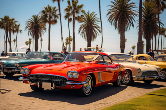 Fototapeta Custom Car Showcase: Enthusiasts in Awe