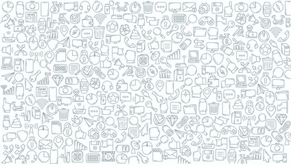 Social media and web doodle line icon background