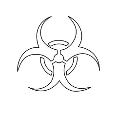 A large black outline biohazard symbol on the center. Vector illustration on white background