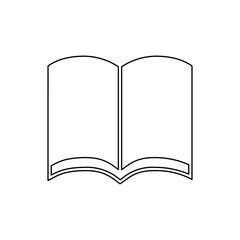 A large black outline book symbol on the center. Illustration on transparent background