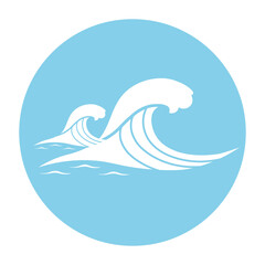 blue sea waves and ocean waves circle icon