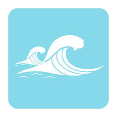 blue sea waves and ocean waves square icon
