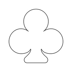 A large black outline club on the center. Vector illustration on white background