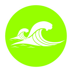 green sea waves and ocean waves circle icon