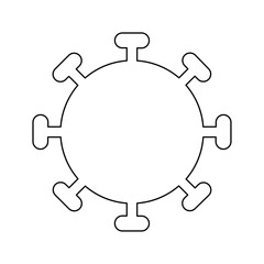 A large black outline coronavirus symbol on the center. Vector illustration on white background