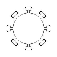 A large black outline coronavirus symbol on the center. Illustration on transparent background