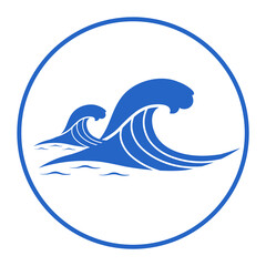 blue sea waves and ocean waves circle frame icon