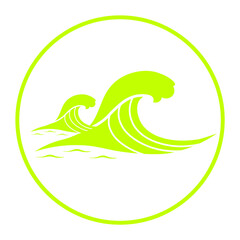 green sea waves and ocean waves circle frame icon