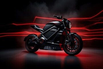 Obraz na płótnie Canvas Motorcycle in motion on Road, Thunder, sports Bike, Motogp, smoke, Rider, Riding, night view