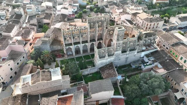 Aerial view Church Iglesia Nova, Son Servera, arta, Mallorca, Balearic Islands, Spain