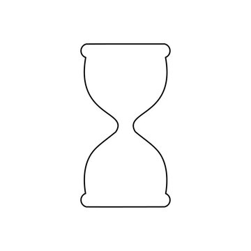 A large black outline hourglass symbol on the center. Illustration on transparent background