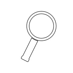 A large black outline magnifier symbol on the center. Vector illustration on white background