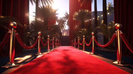 The Red Carpet Rolls Out, Signifying Luxury and Success, as Celebrities Enter the Exclusive Theater Event for a VIP Premiere and Award Night.