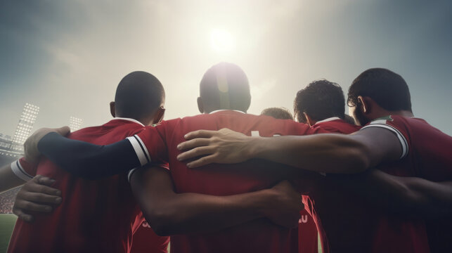 Unified Force: Young Soccer Players Form an Unbreakable Circle, Signifying Team Unity and Resilience Against On-Field Challenges.