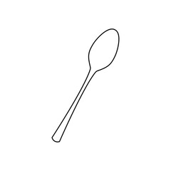 A large black outline spoon on the center. Vector illustration on white background