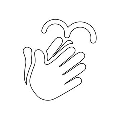 A large black outline washing hands symbol on the center. Vector illustration on white background