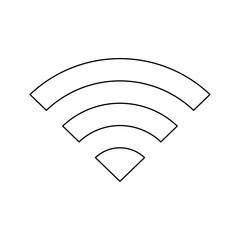 A large black outline wifi symbol on the center. Vector illustration on white background