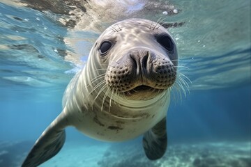 Wild Mediterranean Monk Seal: Diving in Gokova Bay, Turkey - Status of Endangered Monastic Animal in Turkish Wildlife - obrazy, fototapety, plakaty