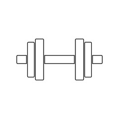 A large black outline dumbbell symbol on the center. Illustration on transparent background