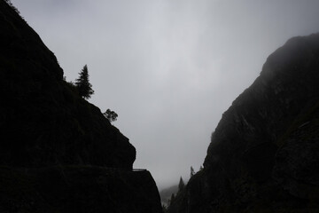 mountain valley in shadow puppets