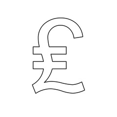 Obraz premium A large black outline lira symbol on the center. Vector illustration on white background