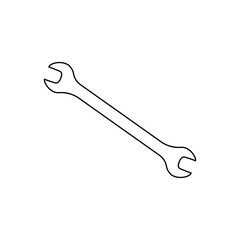 A large black outline wrench symbol on the center. Illustration on transparent background