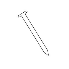A large black outline metal nail symbol on the center. Vector illustration on white background