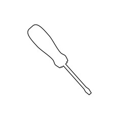 A large black outline screwdriver symbol on the center. Vector illustration on white background
