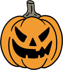 freehand drawing of halloween pumpkin flat design.