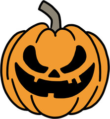 freehand drawing of halloween pumpkin flat design.