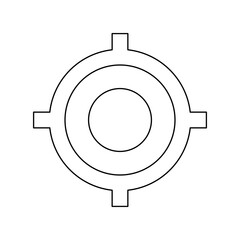 A large black outline crosshair symbol on the center. Illustration on transparent background