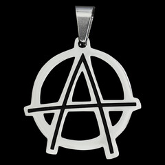 Pendant in the sign of anarchy. Anarchist style. Accessory for rockers, metalheads, punks, goths.