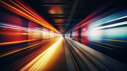 Fototapeta na wymiar Moving high-speed train. Transport, travelling, logistics, and tourism concept