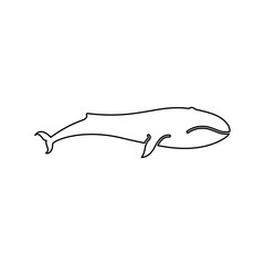 A large black outline whale symbol on the center. Vector illustration on white background