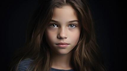 Obraz premium A photo portrait of a beautiful girl studio light