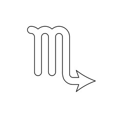 A large black outline zodiac scorpio symbol on the center. Vector illustration on white background
