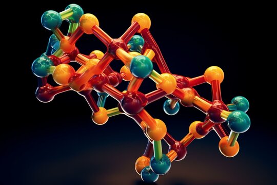 3D model of molecular structure of a broad-spectrum quinoline fungicide viewed from a microscope. Generative AI