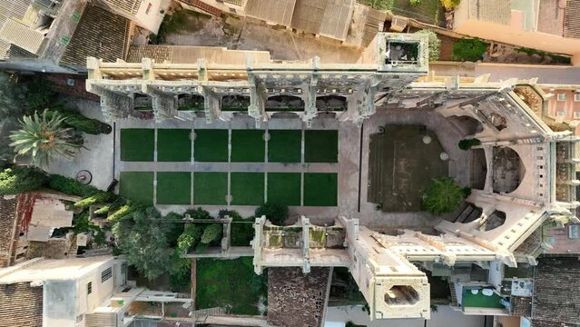 Aerial view Church Iglesia Nova, Son Servera, arta, Mallorca, Balearic Islands, Spain